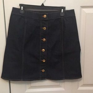 Button down denim skirt